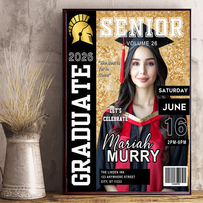 Personalized Graduation Magazine Cover Canvas / Poster - New Graduate Gift for Him or Her
