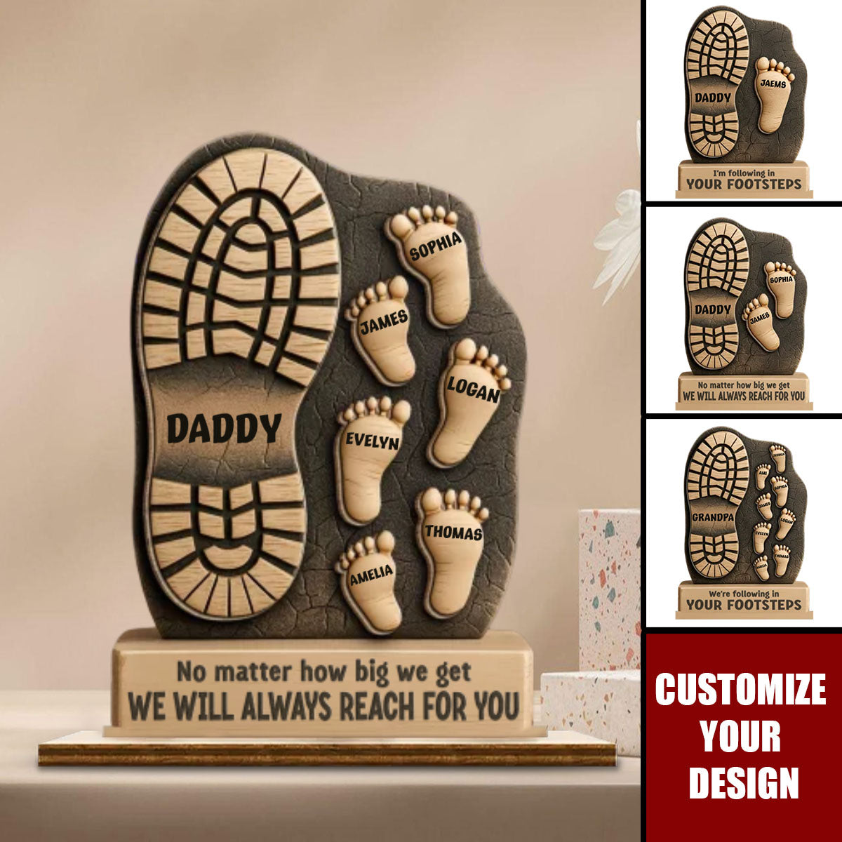 Your Footsteps Led Our Way - Personalized Family Wooden Plaque