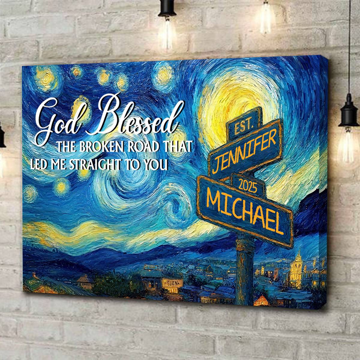 “The Path to Us” - Personalized Road Sign Couples Canvas / Poster