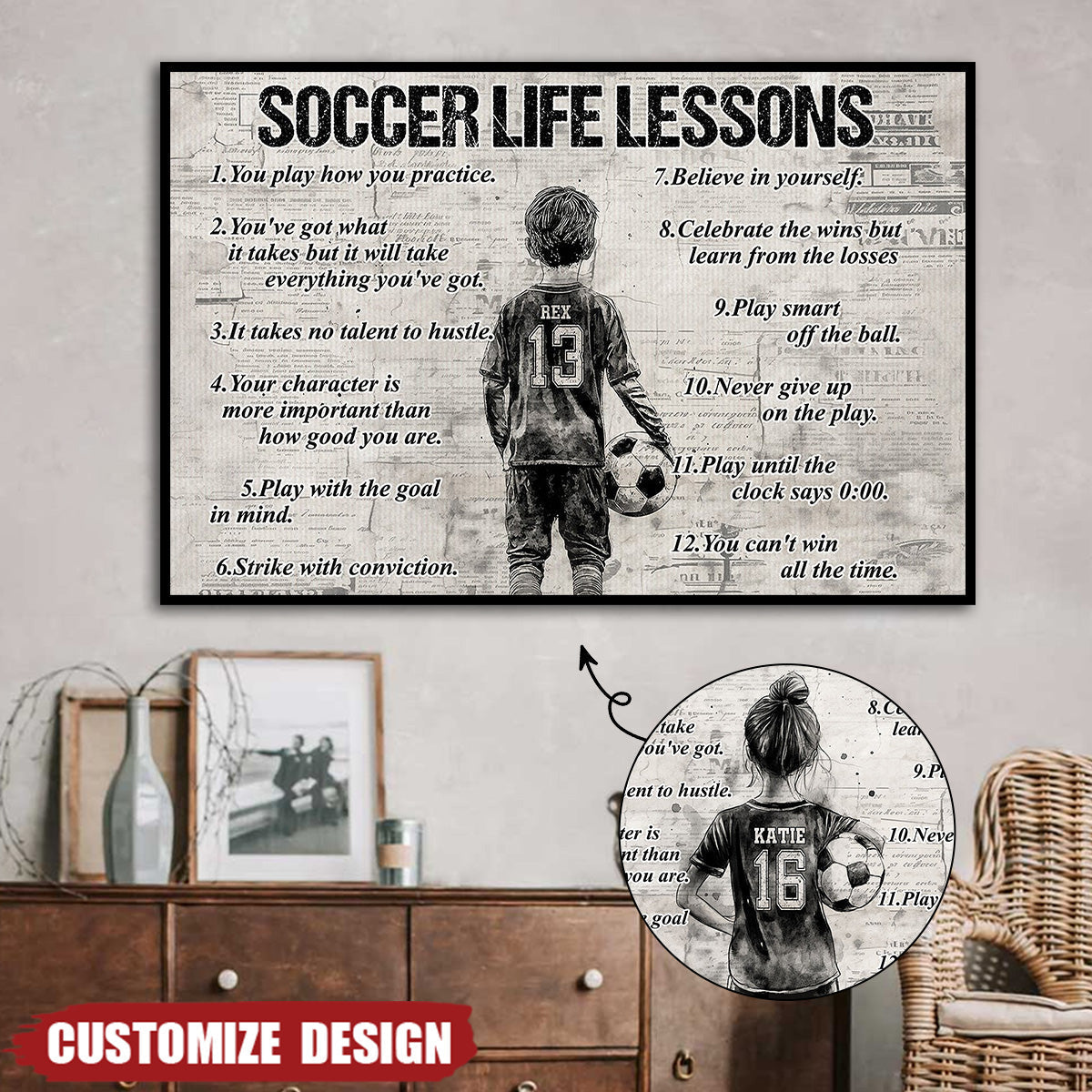 Personalized Soccer Poster For Kids - Custom Name Gift for Young Fans