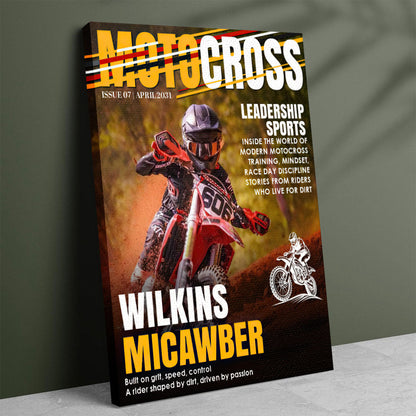 Personalized Motocross Magazine Cover Poster / Canvas - Custom Dirt Bike Rider Photo Gift for MX Lovers