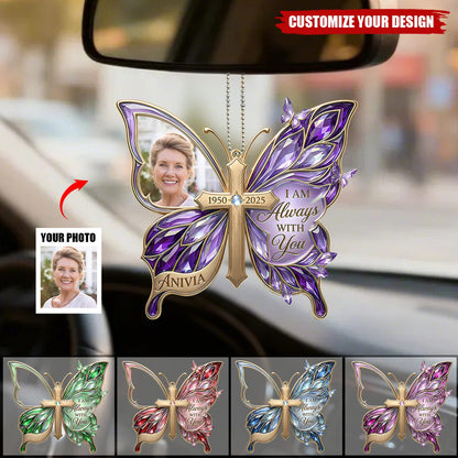 Custom Photo “Loving Memory” Butterfly Car Ornament - Personalized Memorial Gift