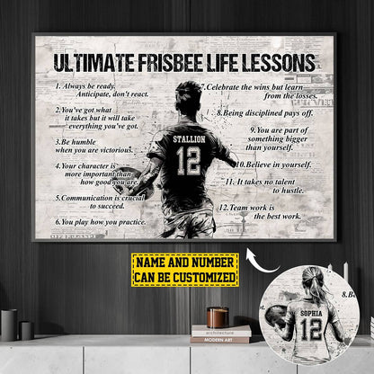 Personalized Ultimate Frisbee Life Lessons Poster / Canvas - Gift For Ultimate Frisbee Lovers