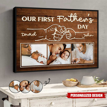 Personalized First Father’s Day Fist Bump Canvas / Poster - Custom Gift for New Dad