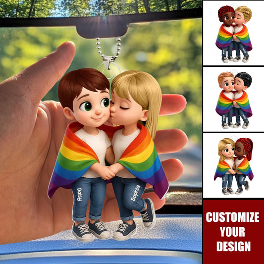 Custom Lgbtq Couple Car Hanger for Couples with personalized design details for meaningful gifting