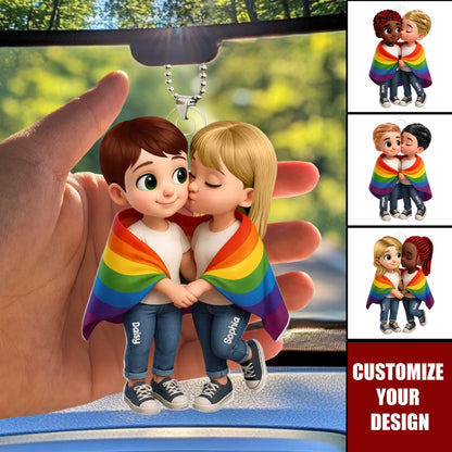 Custom Lgbtq Couple Car Hanger for Couples with personalized design details for meaningful gifting