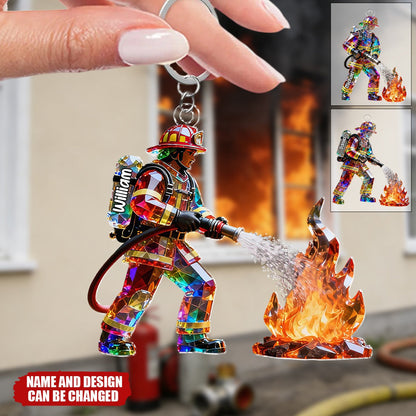 Brave Firefighter Personalized Keychain - Unique Gift for Firemen & Fire Families