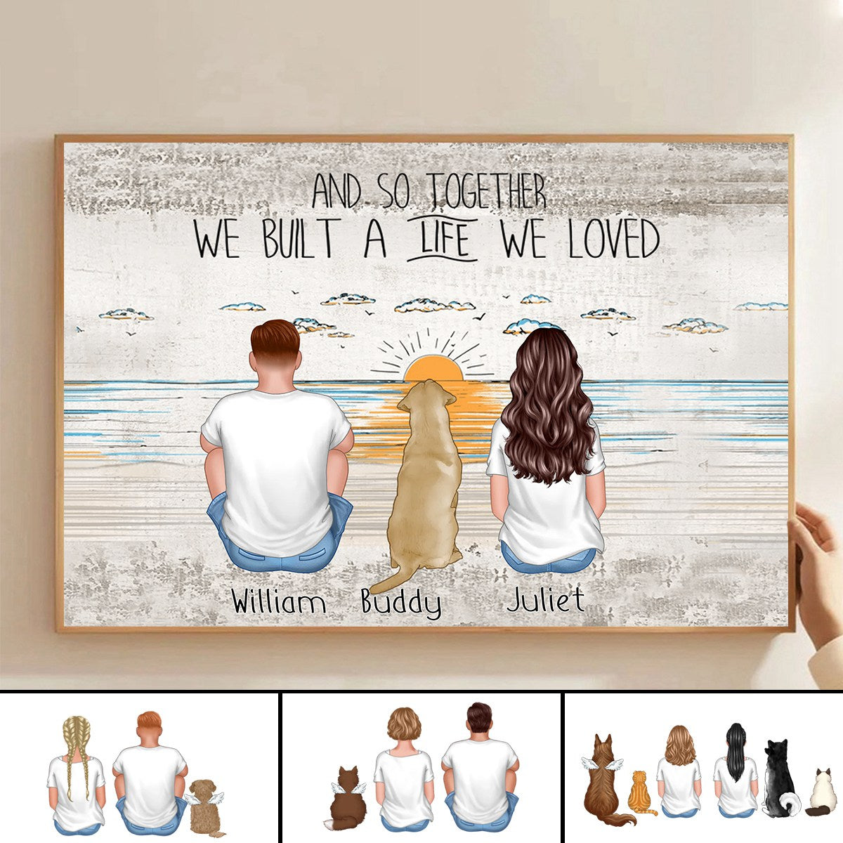 Custom 'Life We Loved' Beach Canvas for Couples & Pet Memorial For Loved One