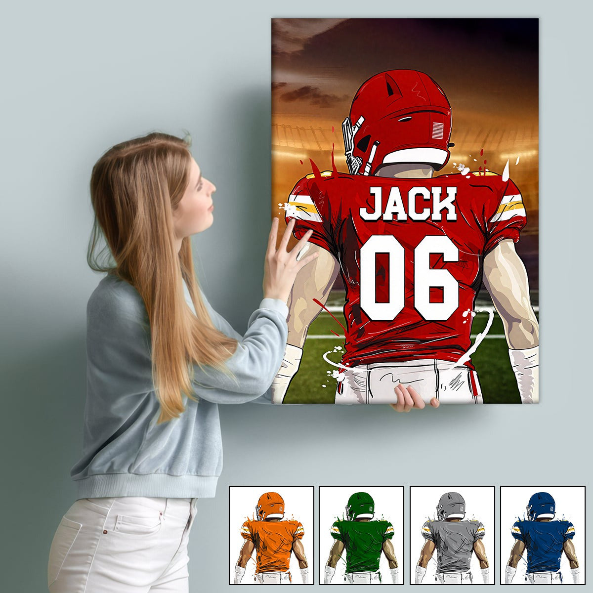 Personalized Favorite Football Player Poster / Canvas - Custom Gift for Athletes