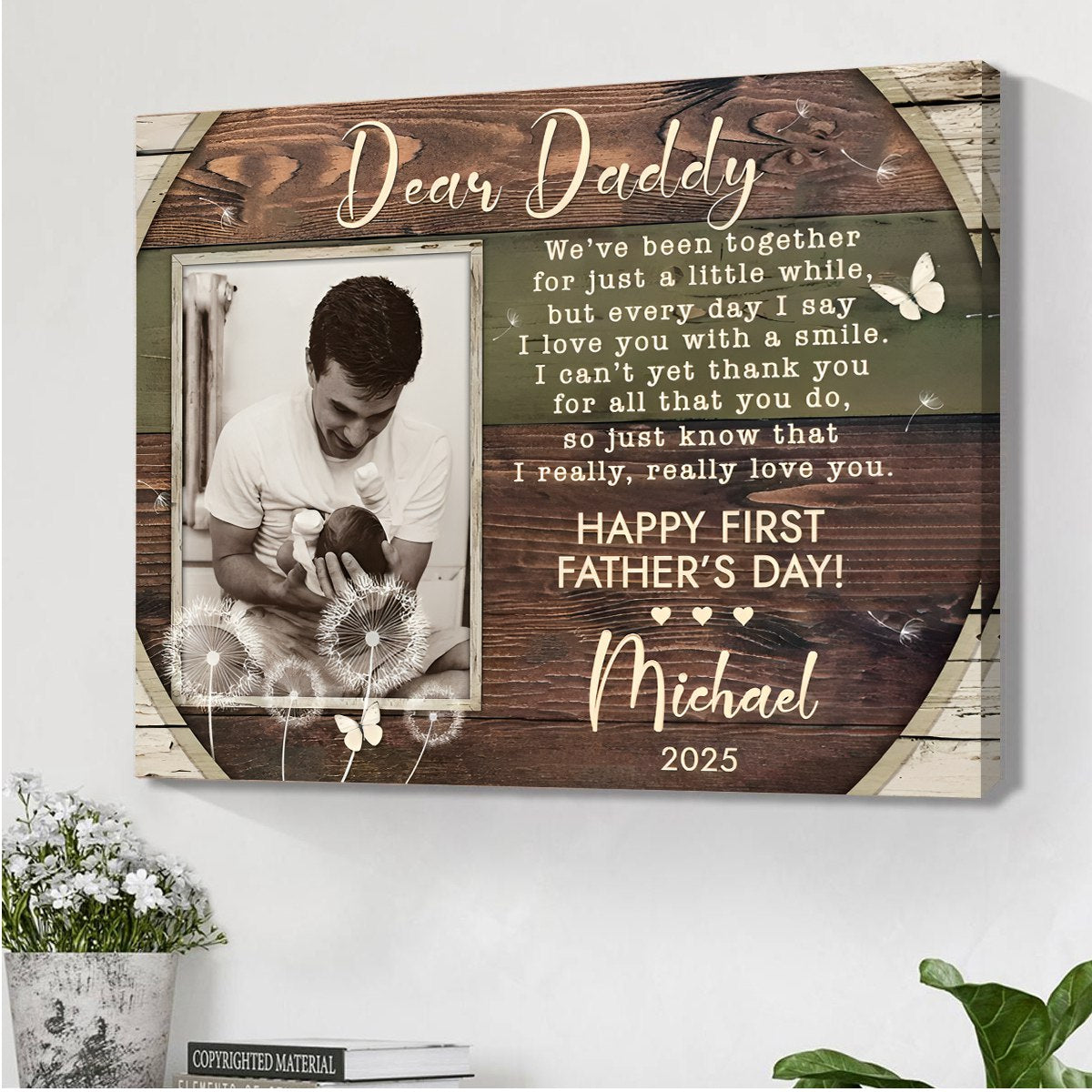 Personalized First Father’s Day Photo Canvas / Poster - Custom Poem Gift from Baby