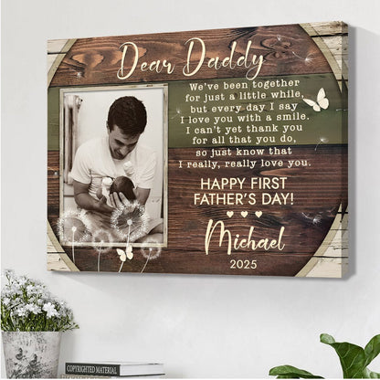 Personalized First Father’s Day Photo Canvas / Poster - Custom Poem Gift from Baby