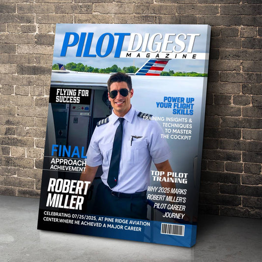 Personalized Custom Pilot Digest Magazine Cover Canvas / Poster – A Unique Gift for Pilots