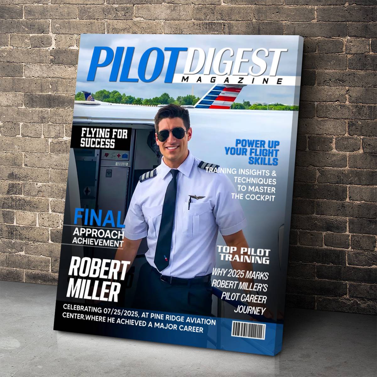 Personalized Custom Pilot Digest Magazine Cover Canvas / Poster – A Unique Gift for Pilots