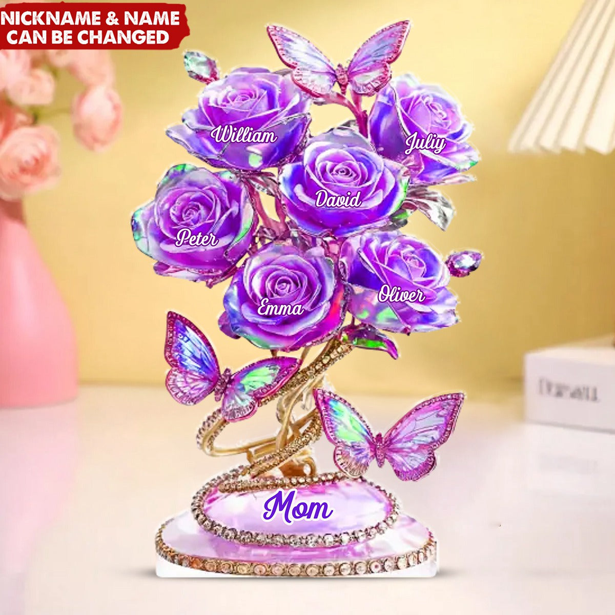 Each Rose Holds A Piece Of Your Heart - Personalized Custom Family Acrylic Plaque