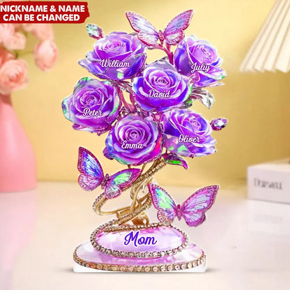 Each Rose Holds A Piece Of Your Heart - Personalized Custom Family Acrylic Plaque