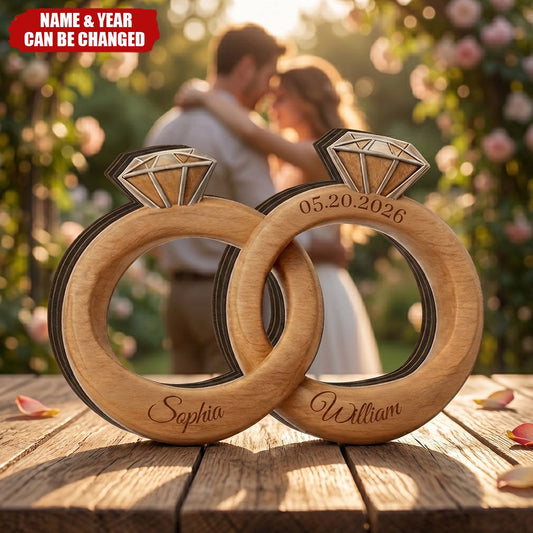 Custom Couple Wedding Ring Wooden Sign for Couples with personalized design details for meaningful gifting