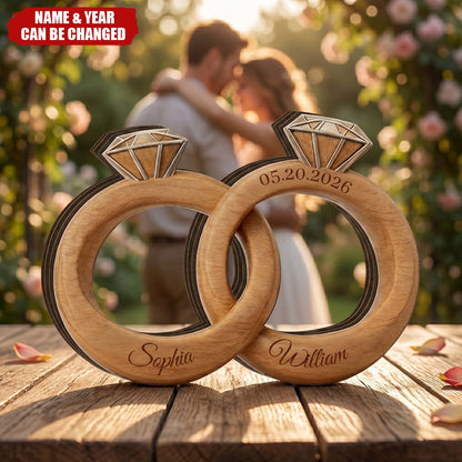 Custom Couple Wedding Ring Wooden Sign for Couples with personalized design details for meaningful gifting