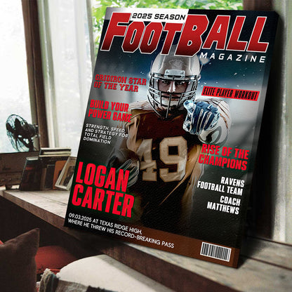 Personalized Custom Football Magazine Cover - Unique Gifts For Football Player