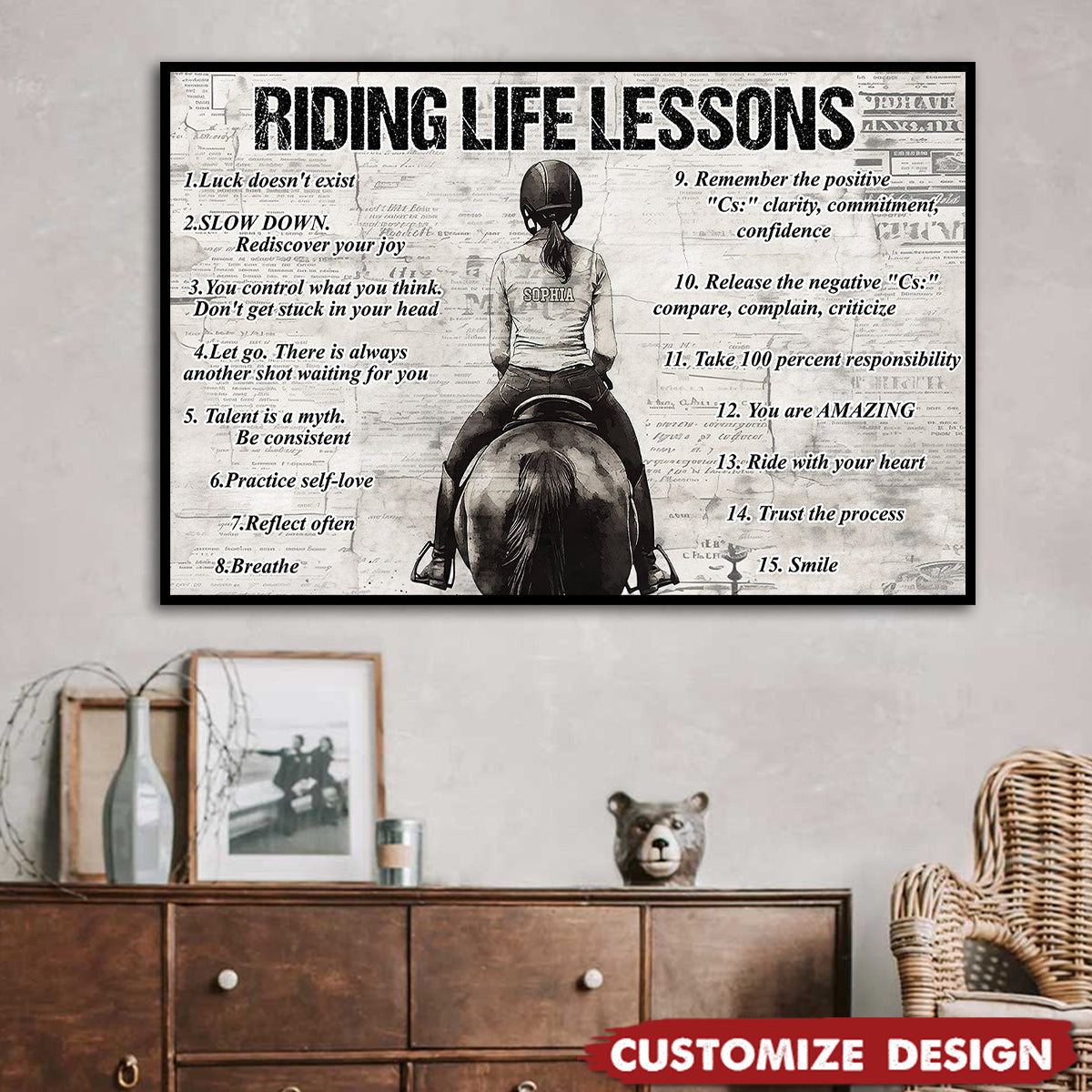 Personalized Riding Life Lessons Poster / Canvas - Gift For Horse Girl