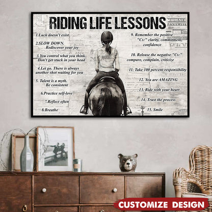 Personalized Riding Life Lessons Poster / Canvas - Gift For Horse Girl
