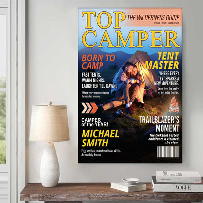 Canvas / Poster material and size view - Personalized Camping Magazine Cover
