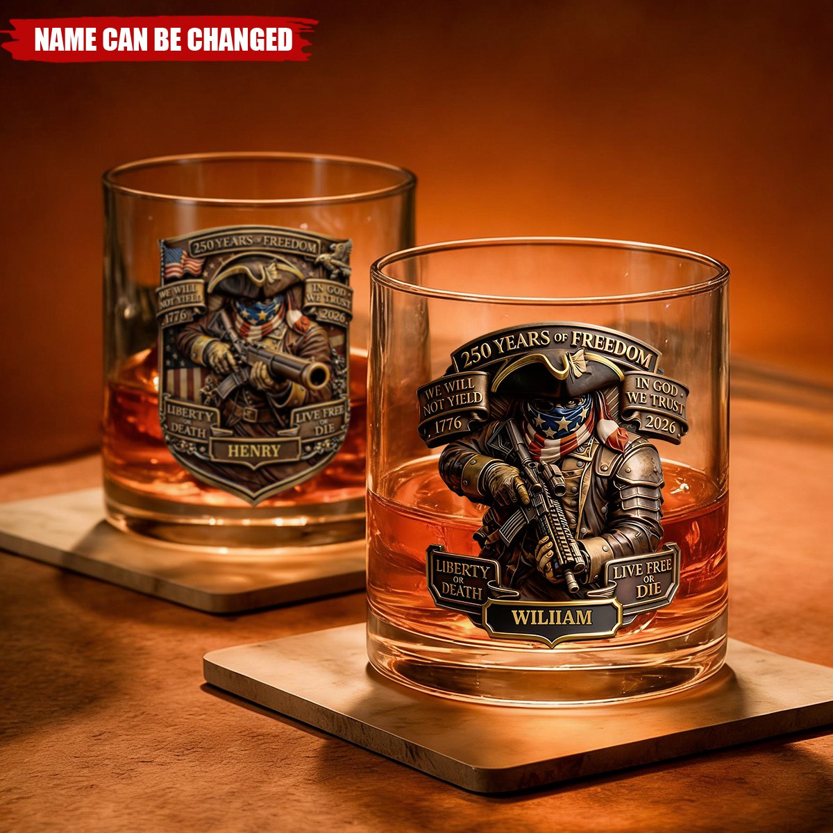 Personalized Whiskey Glass - 250 Years of Freedom