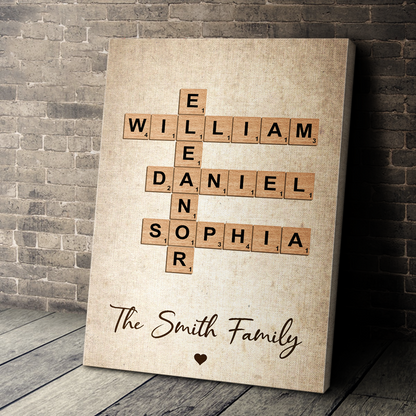 Our Family Story - Personalized Customized Crossword Canvas / Poster