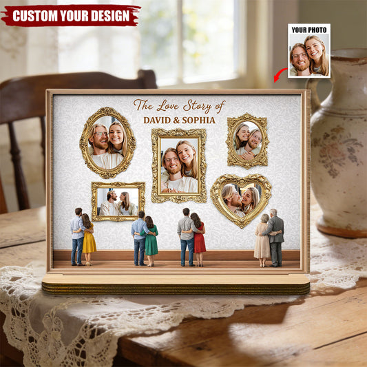The Love Story Of - Personalized Ornate Frame Wood Plaque