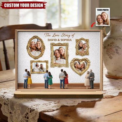 The Love Story Of - Personalized Ornate Frame Wood Plaque