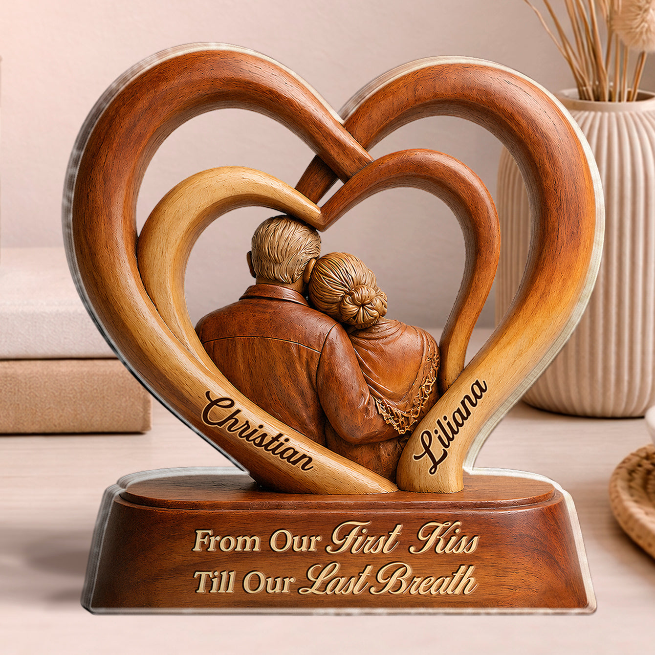 Plaque material and size view - Custom Romantic Anniversary Plaque