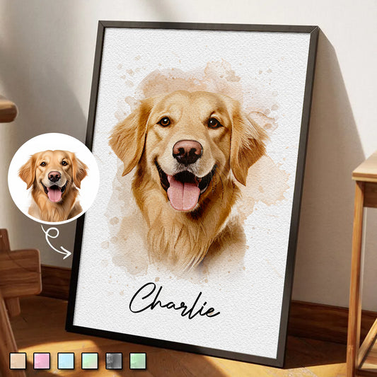 Watercolor Pet From Photo - Personalized Customized Canvas/poster