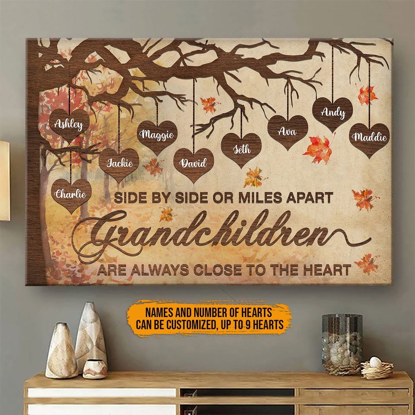 Personalized "Always Close To The Heart" Grandchildren Canvas for Grandparents
