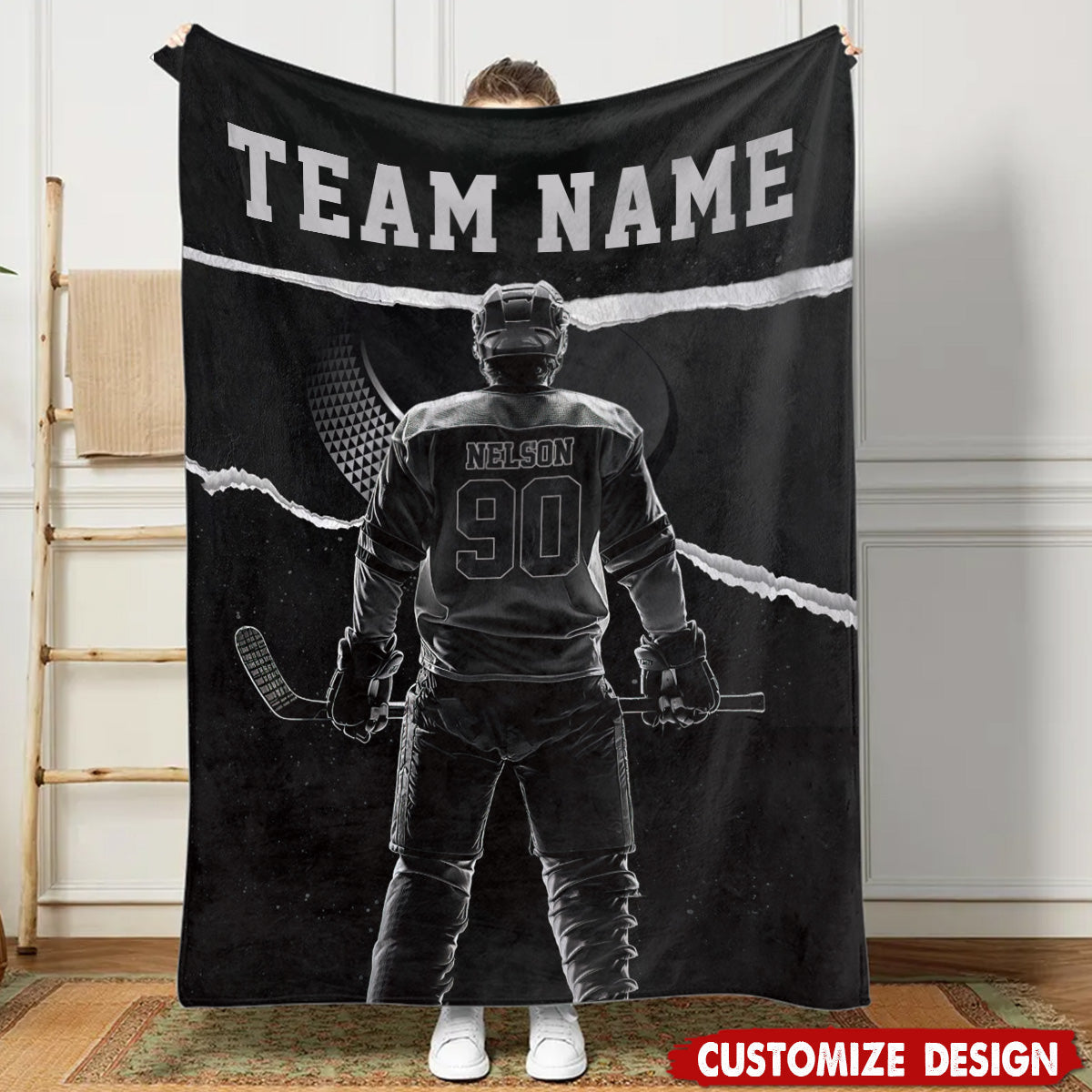 Personalized Hockey Boy Blanket - Gift for Hockey Lovers & Players