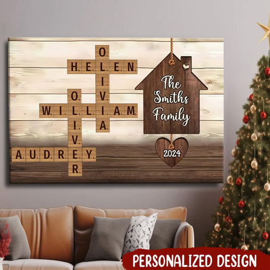 Custom Family Name Scrabble Art Canvas - Personalized Wall Decor Gift