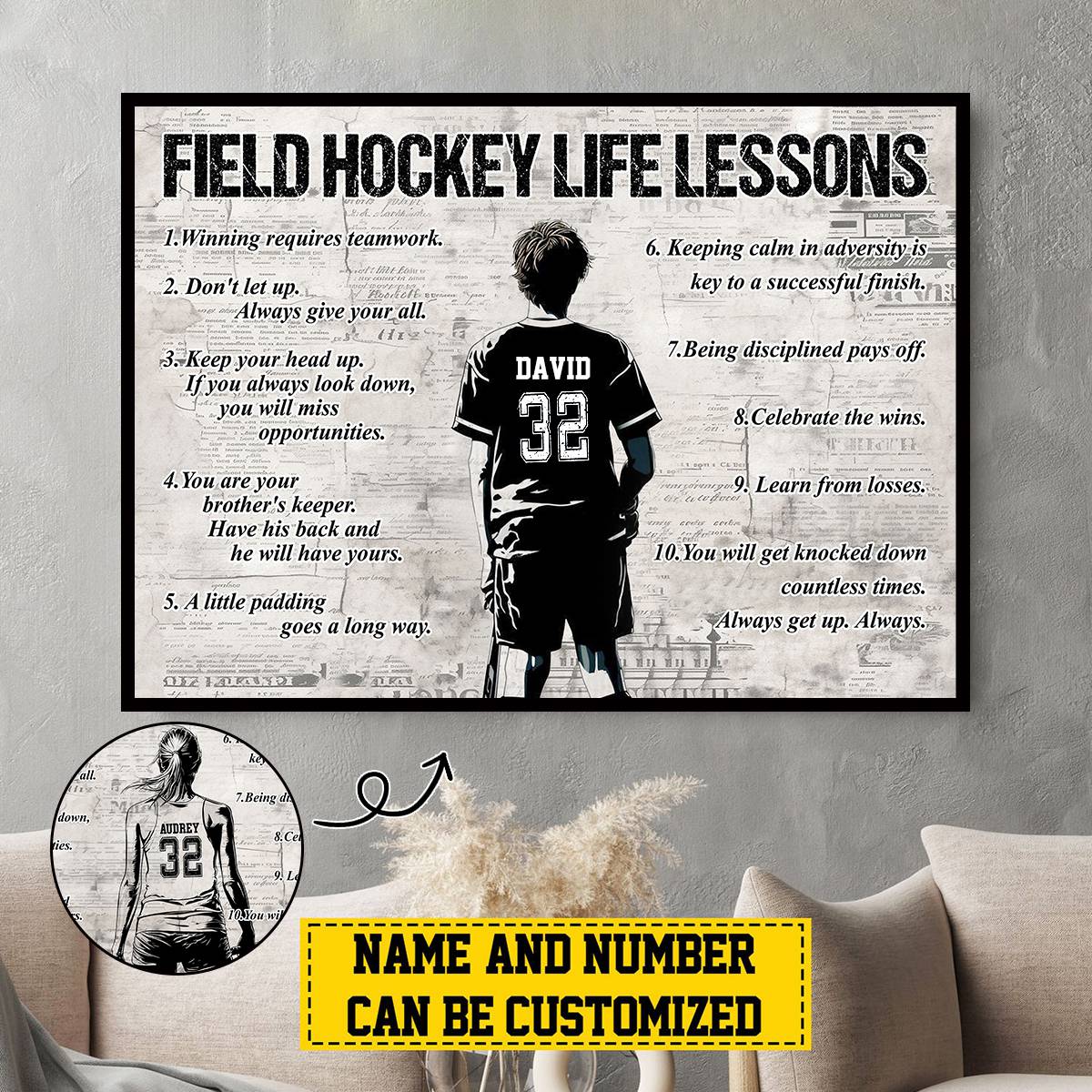 Personalized Field Hockey Life Lessons Poster / Canvas - Gift For Field Hockey Lovers & Players