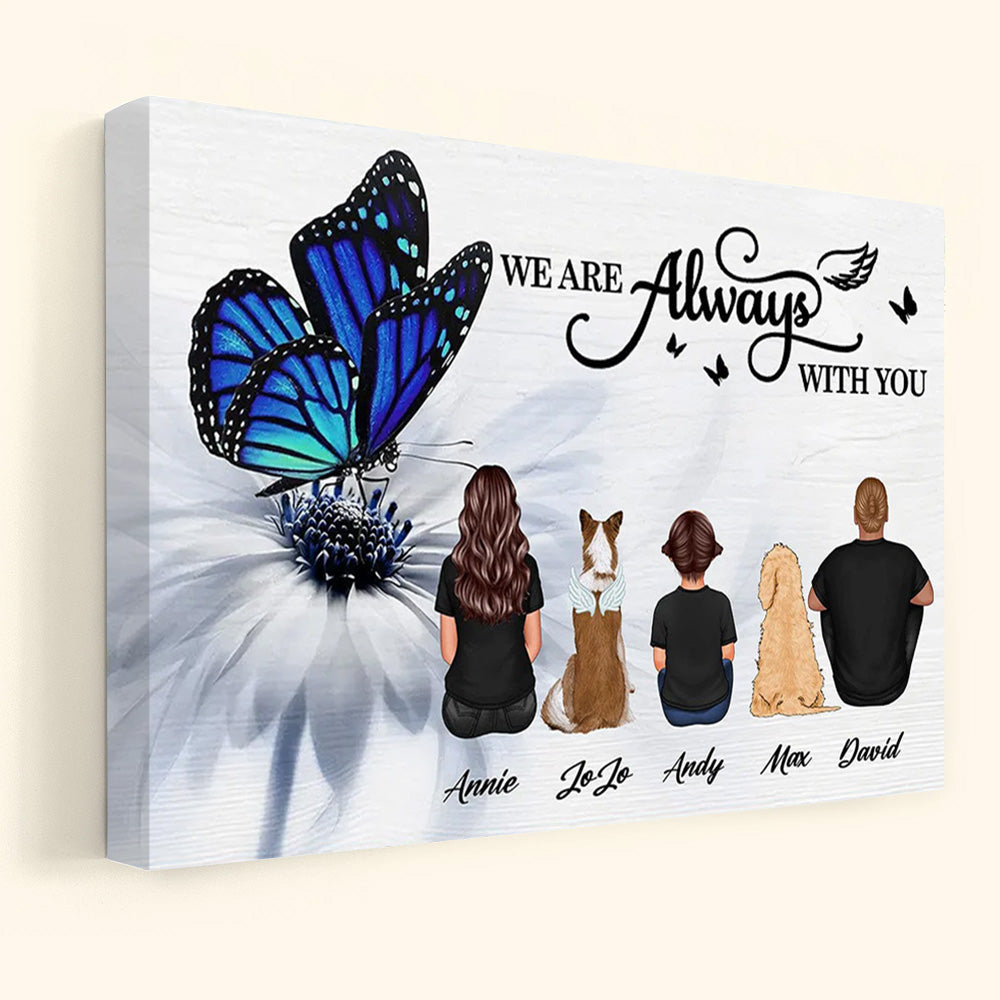 Personalized Memorial For Loved One Canvas: 'We Are Always With You' Family & Pet Keepsake