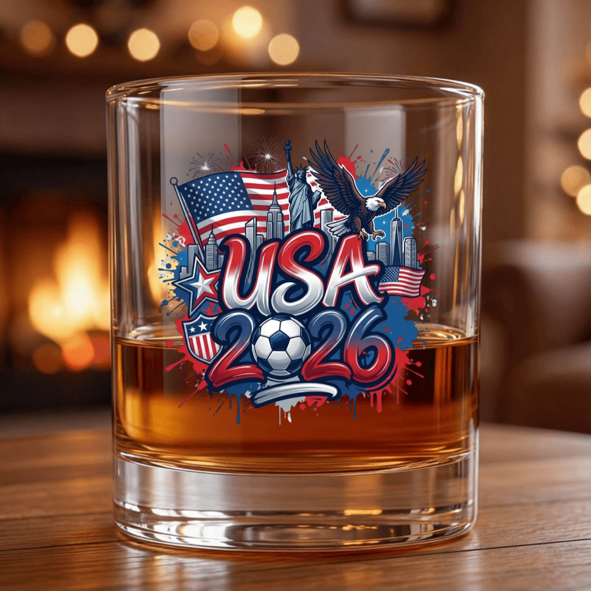 Personalized World Cup Soccer Whiskey Glass - Custom Gift for Fan Events & Tailgates
