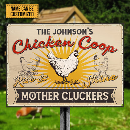 Personalized Rise And Shine Farm Chicken Coop - Custom Metal Sign