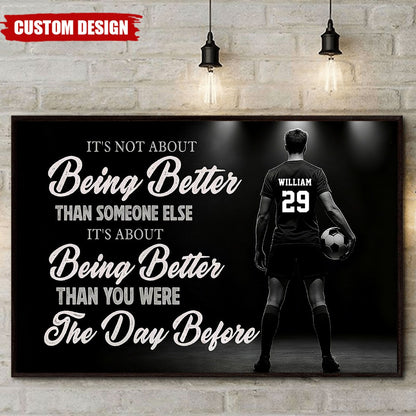 “It’s About Being Better” Motivational Soccer Canvas / Poster - Personalized Wall Art for Girls
