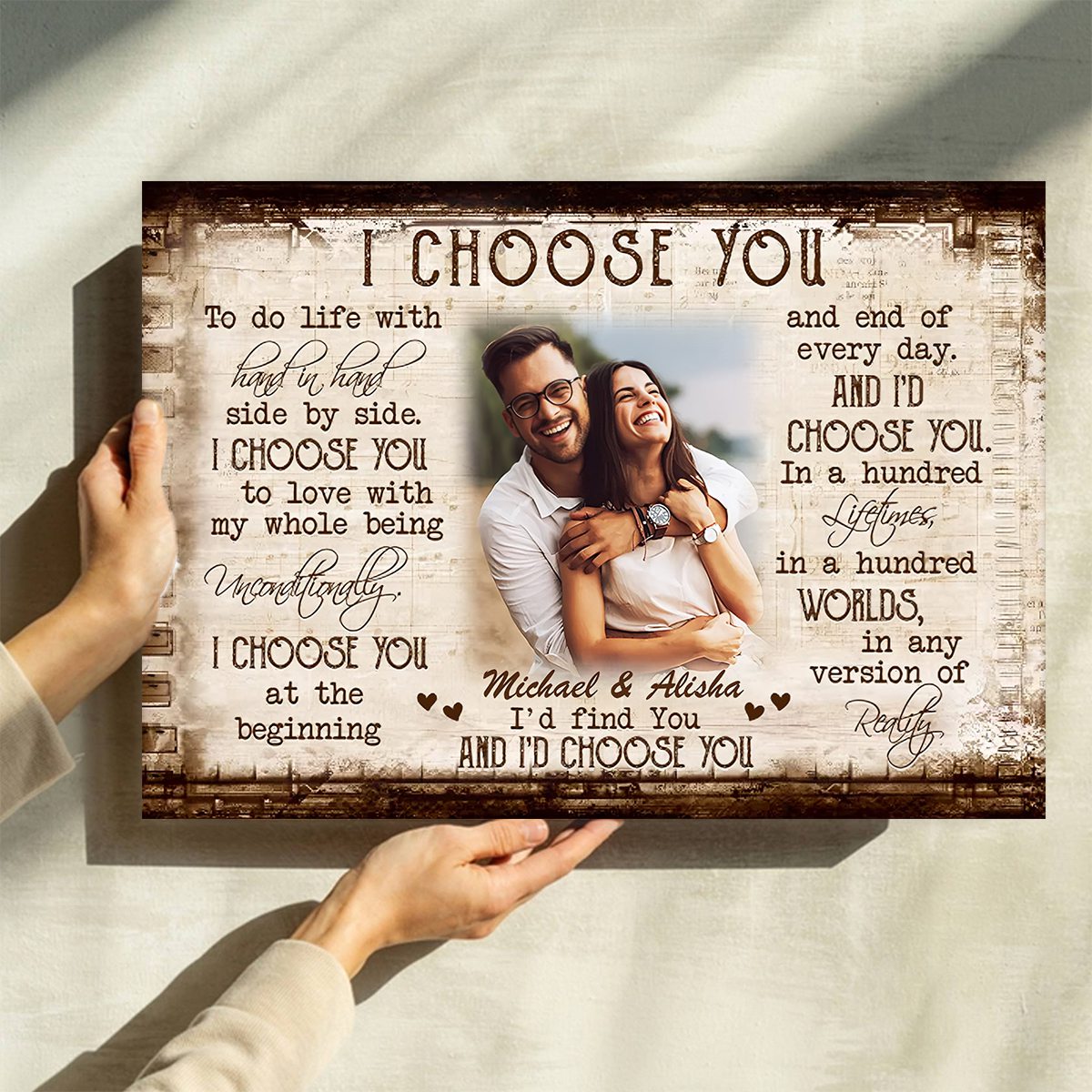Personalized I Choose You Couple Photo Canvas / Poster - Custom Anniversary Alentine's Day Gifts