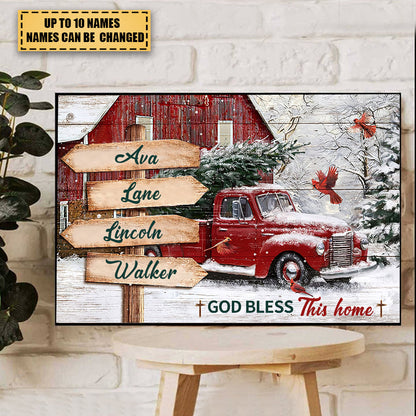 God Bless This Home - Personalized Family Canvas / Poster