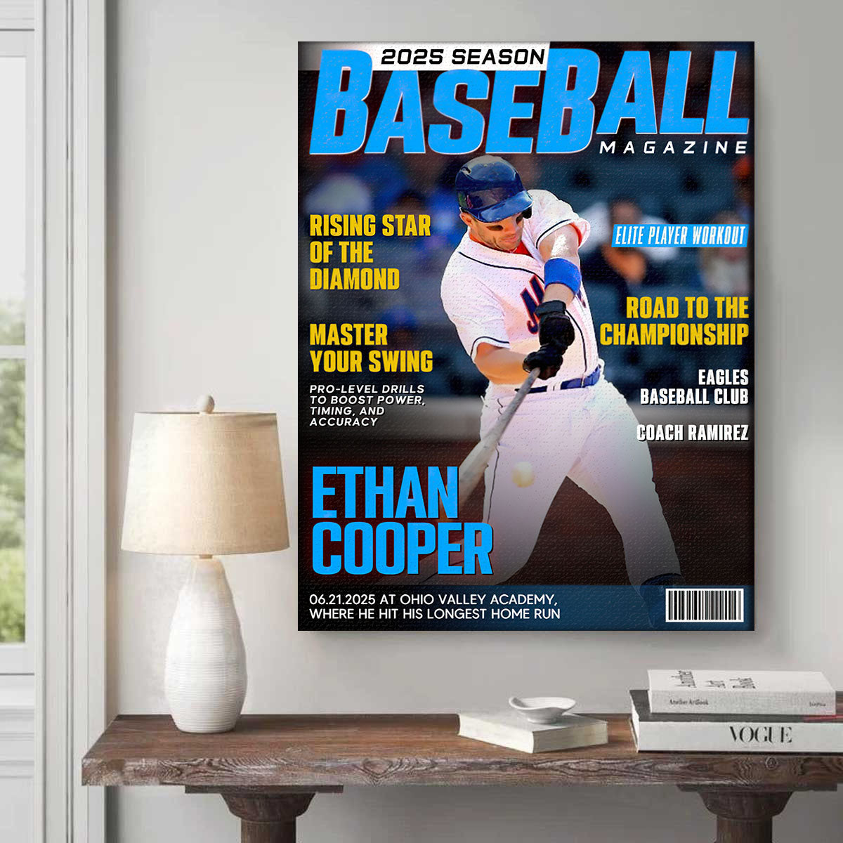 Personalized Baseball Magazine Cover - “Player of the Year” Custom Sports Poster / Canvas