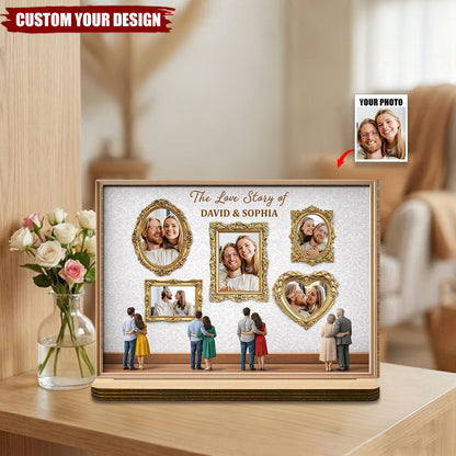 The Love Story Of - Personalized Ornate Frame Wood Plaque