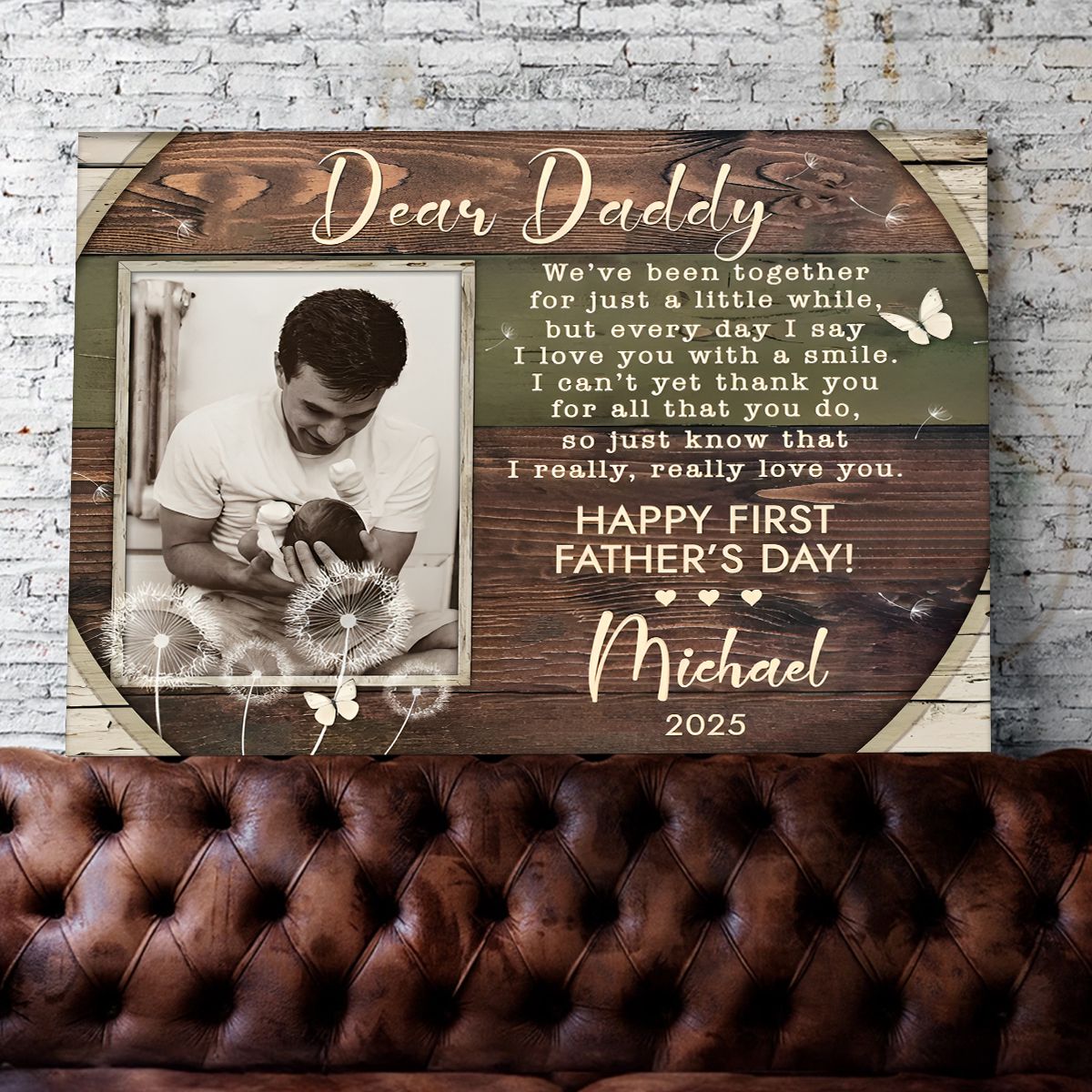 Personalized First Father’s Day Photo Canvas / Poster - Custom Poem Gift from Baby