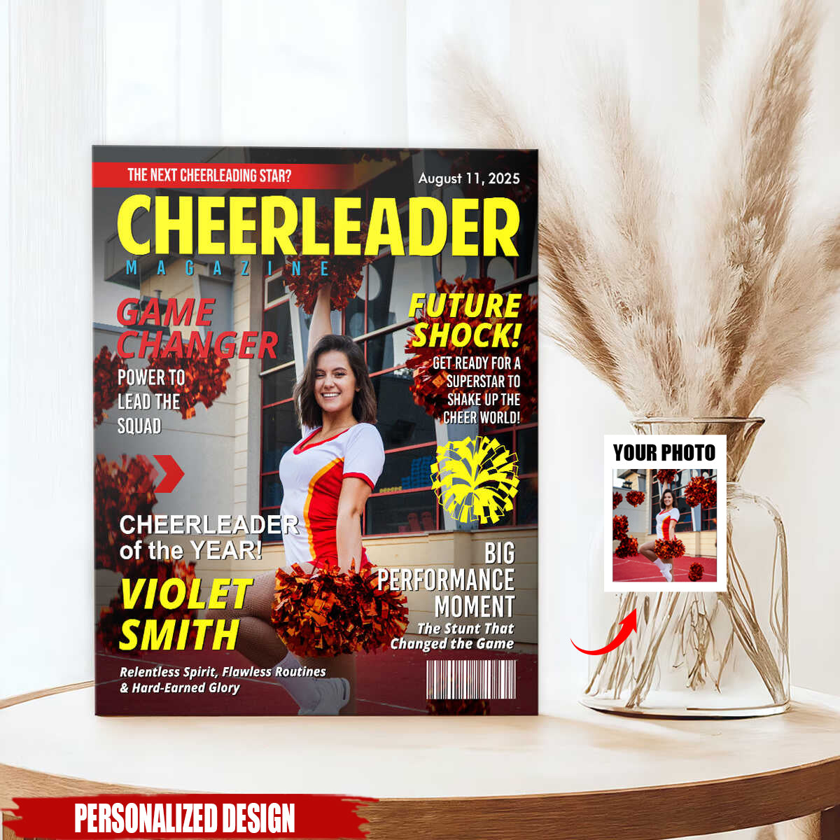 Personalized Cheerleader Magazine Cover Poster / Canvas - Custom Gift For Cheerleader