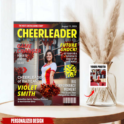 Personalized Cheerleader Magazine Cover Poster / Canvas - Custom Gift For Cheerleader