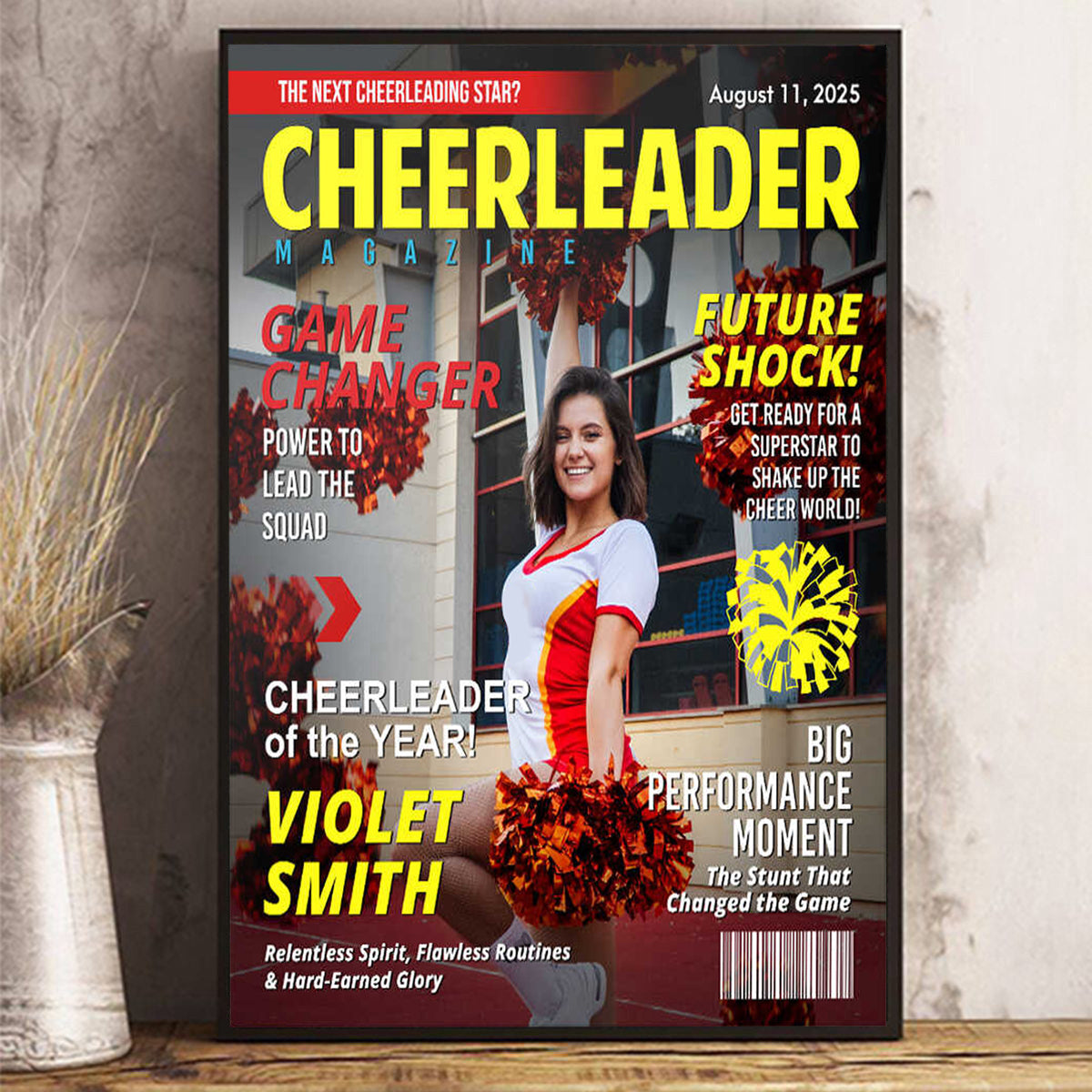 Personalized Cheerleader Magazine Cover Poster / Canvas - Custom Gift For Cheerleader