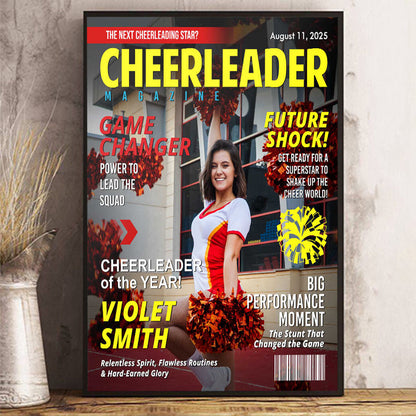 Personalized Cheerleader Magazine Cover Poster / Canvas - Custom Gift For Cheerleader
