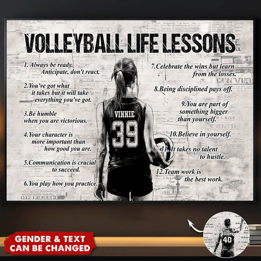 Volleyball Life Lessons - Personalized Custom Poster / Canvas