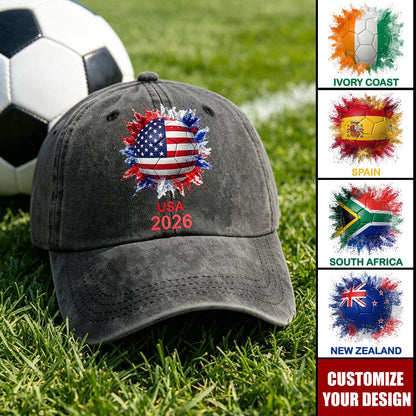 Personalized Country Flags Classic Cap - Custom Soccer Lover Gift